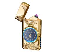 SKRFIRE Dual Arc Electric Lighter, Rechargeable USB Windproof Flameless Lighter with Battery Display, Plasma Fire Lighters for BBQ Camping Home Kitchen Candles（Eagle Gold）