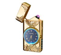 SKRFIRE Eagle Lighter, Plasma Electric Arc Lighter, Windproof Lighters, Metal Lighters Luminous Real Watch dial LED Lighting,Candle for Men Parents, friends, holidays (gold)