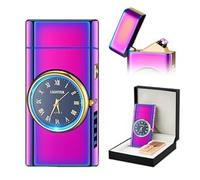 SKRFIRE Electric Double Arc Plasma Lighter, Rechargeable Lighters with Battery Display Indication Cool Lighter with led torch for Friends, Family, Candles (Colour）