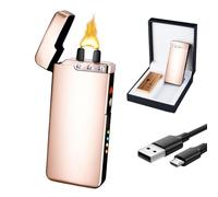 SKRFIRE Electric Flame Arc Lighter,Flame Plasma Rechargeable Waterproof with 3 Rhinestones,Rechargeable USB Lighters(Gold)