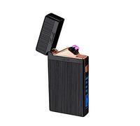 SKRFIRE Electric Lighter Cool Lighters Rechargeable USB Plasma Windproof Dual Arc Lighter Fire Lighters with Crisp Opening Sound Battery Display LED Light Brushed Metal Body for Candle Camping(Black)
