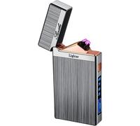 SKRFIRE Electric Lighter Plasma Arc Lighters Windproof Flame Lighter Rechargeable USB Lighters with Battery Indicator (Timeless Silver)