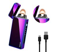 SKRFIRE Electric Lighter, USB-C Rechargeable Windproof Arc Lighter with Battery Display - Flameless Plasma Fire Starter for Camping, Outdoor, Kitchen & Home Use - Gift for Men & Women (Multi-Color)