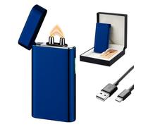 SKRFIRE Electric Lighter Windproof, Flame Electric Lighter Plasma-Flame Arc Lighter Rechargeable USB Lighter Flame Lighter with Battery Indicator(Blue)