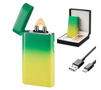 SKRFIRE Electric Lighter Windproof Plasma Lighters Flame Arc Lighters Rechargeable USB Lighter with Battery Indicator(Yellow Green)