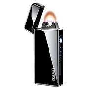 SKRFIRE Electric Plasma Lighter, USB-C Rechargeable Windproof Arc Lighter with Battery Display - Flameless Fire Starter for Camping, Garden, Kitchen & Home Use for Men Women(Black)
