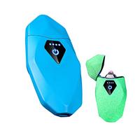 SKRFIRE Electric Plasma Lighter - Windproof Dual Arc Lighter, Rechargeable USB with LED Battery Indicator (Blue-Luminous)