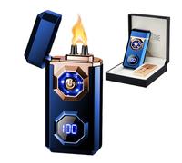 SKRFIRE Electric Rechargeable USB C Arc Plasma Lighter High Power Flame Cool Windproof Electronic Candle Lighter with LED Flashlight for Candle, Firework, Incense (Blue)