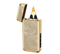 SKRFIRE Electric USB Type-C Rechargeable Plasma Arc Lighter, Windproof Torch Lighters High Power Flame Candle Lighter with LED Battery Indication for Camping, Hiking, Traveling(Gold Dragon)