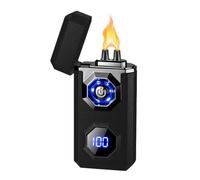 SKRFIRE Electronic Lighter Cool Lighters Fire Lighter Arc Lighters High Power Windproof Arc Metal Body with Battery Ignition Count Display Type C Rechargeable for Candle Camping Outdoor (Matte Black)