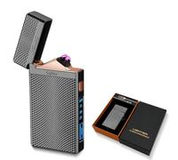 SKRFIRE Electronic Lighter Plasma Arc Lighter, Rechargeable, Metal Body, Windproof, with Battery Level Indicator, Suitable for Camping, Barbecues and Outdoor Activities (Chequered Black)