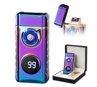 SKRFIRE Plasma Lighter Rechargeable Electric Lighter for Candle Arc Type C Electronic Torch Lighter Windproof Portable Metal Lighter with LED Power Display for Camping, Hiking, BBQ (colour)