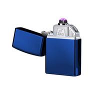 SKRFIRE Plasma Lighter Windproof Lighter Triple Arc Lighter Flameless Electric Lighter Rechargeable USB Lighter with LED Battery Indicator (Blue)