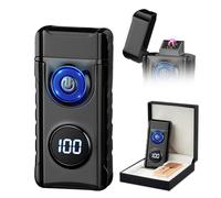 SKRFIRE Plasma Rechargeable Electric Lighter for Candle - Arc Type C Electronic Torch, Windproof Portable Metal With LED Power Display for Camping, Hiking, BBQ (Black)