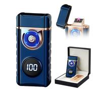SKRFIRE Plasma Rechargeable Electric Lighter for Candle - Arc Type C Electronic Torch, Windproof Portable Metal With LED Power Display for Camping, Hiking, BBQ (Blue)