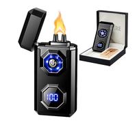 SKRFIRE Plasma Rechargeable Electric Lighter for Candle Arc Type C Electronic Torch Windproof Portable Metal Lighter with LED Power Display for Camping, Hiking, BBQ (Black)