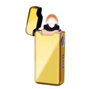SKRFIRE Premium Windproof Arc Lighter - USB-C Rechargeable Plasma Flame for Camping, BBQs & Candles | Large Flame with Battery Indicator | Perfect for Outdoor Adventures & Home Use（Gold）