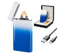 SKRFIRE Rechargeable USB Electric Arc Lighter, Windproof Plasma Lighter with Digital Battery Indicator, Ideal for Outdoor Camping, Hiking, BBQ, Survival, Candles & Emergency (Blue and White)