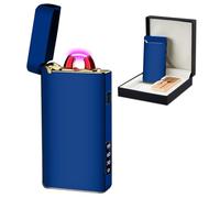 SKRFIRE Windproof Electric Lighter Rechargeable - Plasma Arc Design, USB Charging, Multi-Mode Flashlight & Digital Battery Indicator, Essential for Survival, Hiking & BBQ (Blue)