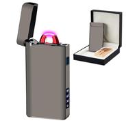 SKRFIRE Windproof Electric Lighter Rechargeable - Plasma Arc Design, USB Charging, Multi-Mode Flashlight & Digital Battery Indicator, Essential for Survival, Hiking & BBQ (Feathered Black)