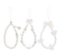 Skrfren 3 PCS Phone Charms Strap, Cute Butterfly Bow Phone Charm Camera Charm Strap Bow White Pearl Chain Wrist Lanyard Chain, Pearl Bracelet Lanyard Keychain Charms for Keychain Wallet Pendant Decor