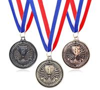 Skrfren 3pcs Medals for Awards, 5cm Metal Olympic Medals for Adults 1st 2nd 3rd Place Award Medal Gold Silver Bronze Winner Medal for Sports Competitions Party Games Recognition