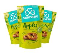 Skrīveru Apples in Milk Chocolate (3 * 100g) - Belgian Cocoa Coated Dried Apples, Sweet & Tangy Treat, No Artificial Colors or Preservatives, Made with Premium Ingredients, 100% Recyclable Packaging