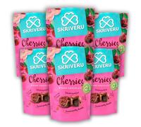 Skrīveru Cherries in 55% Dark Chocolate (6 x 110g), Whole Dried Cherries Coated in Belgian Dark Chocolate, Source of Vitamin A and Potassium, No Artificial Colours, Vegetarian
