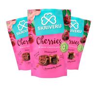 Skrīveru Cherries in Dark Chocolate (3 * 110g) - Premium Dried Fruit Coated in Rich Cocoa, Naturally Sweet & Tangy, High in Potassium & Antioxidants, Delicious Gourmet Treat (3)