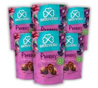 Skrīveru Prunes in 50% Dark Chocolate (6 x 110g), Whole Dried Prunes Coated in Belgian Dark Chocolate, High in Vitamin A and Potassium, No Added Colours, Vegetarian