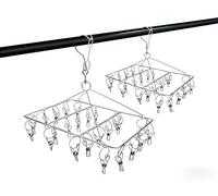 Skroad 2 Pack Stainless Steel Laundry Drying Rack, Rotary Wind-proof Clothes Airer Hanger Dryer for Socks, Underwear, Bras, Baby Clothes, Gloves (40 Clips)