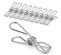 Skroad Clothes Pegs, 32 Pack Rustproof Stainless Steel Clothes Laundry Pegs for Washing Line, Strong Grip Washing Line Pegs, Clothes Pegs Clips for Snack Bags, Towels, Picture, Paper, Kitchen, Office