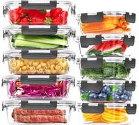Skroam 10 Pack Glass Food Storage Containers with Lids, Glass Airtight Meal Prep Container Set for Lunch, on the Go, Leftover, Kitchen Pantry Organizers and Storage, BPA Free & Leak Proof