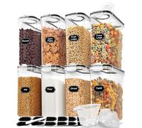 Skroam 8-Piece Cereal Containers, Airtight Food Storage Containers with Pourer for Kitchen and Pantry, Plastic, Cereal Dispenser, Measuring Cup and 20 Labels