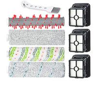 SKROS 2554A Brush Roller & Filter Replacement Set Compatible with Bissell CrossWave Cordless Max 2554A,2590,2593, and 2596 All in One Wet-Dry Vacuum Cleaner (4 Pack Brush Rolls + 3 Filters)