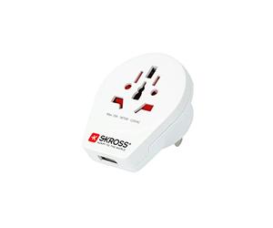 SKROSS - 1.500268 - Universal adapter from world to USA with USB socket to: 5V / 2.4a - Voltage and power 100V - 1500W / 250V - 3750W - Anti -shock protection