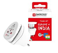 SKROSS Combo World to India Universal Adapter | 2- & 3-Pole Devices, 220+ Destinations, Swiss-Engineered, Type E, F & D