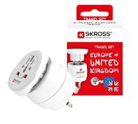 SKROSS Combo World to UK Travel Adapter | Universal Adapter for 2- & 3-Pole Devices, 220+ Destinations, Swiss-Engineered, Type G, E & F