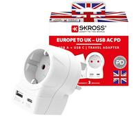 SKROSS Europe to UK USB AC20PD Travel Adapter | With 1 USB Type C And 1 USB Type A Port, Fast Charging, Power Delivery, Shock Protection