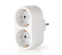Skross Nedis Euro Plug Socket Schuko Cee 7/7 Power Mains Socket Splitter 2 Way Cee 7/7 White
