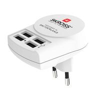 Skross Powerful and Compact 4-Port USB-A Europe Charger Adapter, White