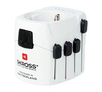 Skross Pro Travel Adapter, 3-pole Travel Adaptor with Slide System, Designed in Switzerland for more than 120 Countries, 1.103141 White