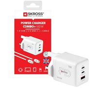 SKROSS USB Charger, 100W | USB Type A & Type C, Compact Fast Charger, For MacBook, iPhone, Galaxy, iPad, All USB Devices, 160cm C to C Cable Included