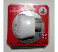 Skross White Travel Adapter Europe to UK Great Britain 2-Pole & 3-Pole