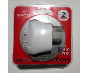 Skross White Travel Adapter Europe to UK Great Britain 2-Pole & 3-Pole