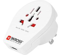 Skross World to USA USB Travel Adapter, Travel Adapter Integrated with USB & USA Plug, Designed in Switzerland for devices from more than 220 Countries, 1.500262 White