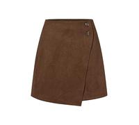 Skrtimory Women's Faux Suede High Waist Asymmetrical Hem A-Line Short Mini Skirt, Brown, S