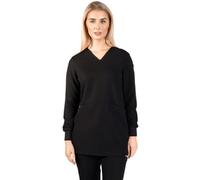 SKRUBZ Cosa Womens Scrubs Top | Long Sleeve V-Neck Medical Uniform | Tailored Fit Performance Fabric | Breathable & Durable Nurse Tunic for Healthcare Professionals, Black, L