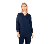 SKRUBZ Cosa Womens Scrubs Top | Long Sleeve V-Neck Medical Uniform | Tailored Fit Performance Fabric | Breathable & Durable Nurse Tunic for Healthcare Professionals, Navy, XL