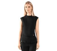 SKRUBZ Empower Womens Scrubs Top | Sleeveless Round Neck | Nurse Uniform Shirt | Tunic Style Scrubs for Women | Medical Workwear | Comfortable & Professional Scrubs Top, Black, L